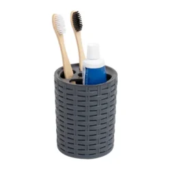 Square Premium Wicker Look Wastepaper Basket And Toilet Brush Set Gray - Mind Reader -Baxton Studio Store GUEST 4688dc8c e005 4f06 b5e6 f5d8b2d5b7a5