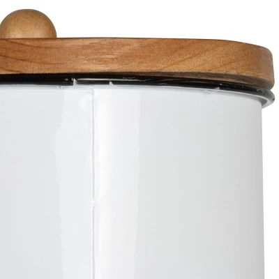 Set Of 3 White Enamel Metal Lidded Decorative Storage Canisters - Foreside Home & Garden 5 Set Of 3 White Enamel Metal Lidded Decorative Storage Canisters - Foreside Home & Garden - Image 3