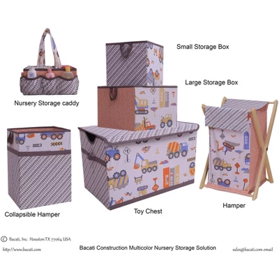 Bacati - Construction Multicolor Boys Cotton Storage Box Large 6 Bacati - Construction Multicolor Boys Cotton Storage Box Large - Image 4