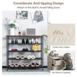 Shoe Rack 5-Tier Shoe Storage Organizer W/4 Metal Mesh Shelves For 16-20 Pairs 18 Shoe Rack 5-Tier Shoe Storage Organizer W/4 Metal Mesh Shelves For 16-20 Pairs -Baxton Studio Store GUEST 4830f9e4 5e09 43d4 9430 71a899d330d5