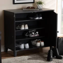 Shelf Wood Shoe Storage Cabinet Glidden Finished Dark Gray - Baxton Studio -Baxton Studio Store GUEST 487b3bea b7d9 4708 8d32 ad9494f713c6