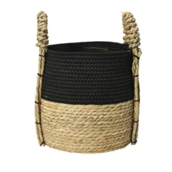 Household Essentials Terra Braid Grass Basket Black/Natural -Baxton Studio Store GUEST 4884a09e 8976 4507 945a b6b20f3cb054