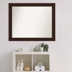 32" X 26" Non-Beveled William Mottled Bronze Narrow Bathroom Wall Mirror - Amanti Art 15 32" X 26" Non-Beveled William Mottled Bronze Narrow Bathroom Wall Mirror - Amanti Art -Baxton Studio Store GUEST 491d14cd d525 4b68 ae5a 85f55646d996