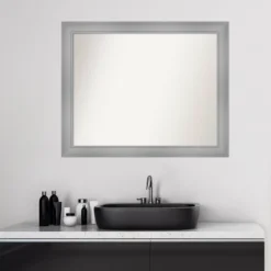 32" X 26" Non-Beveled Flair Bathroom Wall Mirror Polished Nickel - Amanti Art -Baxton Studio Store GUEST 4b2ceefc c2d2 4622 8f2f ce9e0d19bb7b