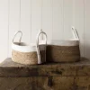 Set Of 2 Oblong Handled Baskets Seagrass & White Cotton Rope By Foreside Home & Garden -Baxton Studio Store GUEST 4b49133b 2cd7 483f 932e f5ec90b7949d