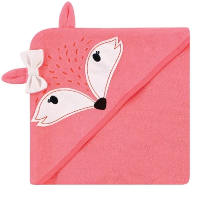 Hudson Baby Infant Girl Cotton Rich Hooded Towels, Girl Fox, One Size 4 Hudson Baby Infant Girl Cotton Rich Hooded Towels, Girl Fox, One Size - Image 2