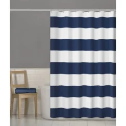 Porter Striped Shower Curtain Navy - Zenna Home