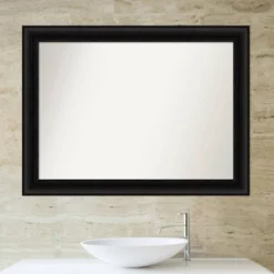 44" X 33" Non-Beveled Parlor Bathroom Wall Mirror Black - Amanti Art -Baxton Studio Store GUEST 4d0f2853 dabb 4e2e 8759 8d62974e924d