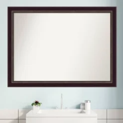42" X 31" Non-Beveled Signore Bronze Wood Bathroom Wall Mirror - Amanti Art -Baxton Studio Store GUEST 4d442611 30d8 43b2 949f 252dab0b488e