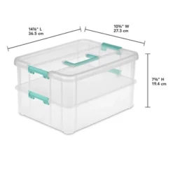 Sterilite Convenient Small Home 2-Tiered Layer Stack Carry Storage Box With Colored Accent Secure Latching Lid, Clear (8 Pack) -Baxton Studio Store GUEST 4dab7c08 1d2a 4b3a 9aa1 781584416d0e