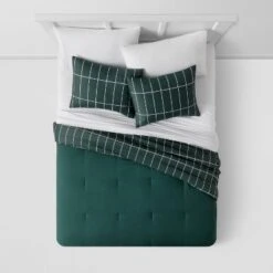 Grid Print Microfiber Reversible Comforter & Sheet Set Dark Green - Room Essentials™ -Baxton Studio Store GUEST 4daf5f1a f5e2 4ffd 9c0a 0163fb5f2872