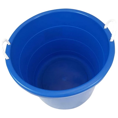 Homz Multipurpose 18 Gallon Plastic Open-Top Storage Round Utility Tub With Rope Handles For Indoor Or Outdoor Home Organization, Blue (3 Pack) 5 Homz Multipurpose 18 Gallon Plastic Open-Top Storage Round Utility Tub With Rope Handles For Indoor Or Outdoor Home Organization, Blue (3 Pack) - Image 3