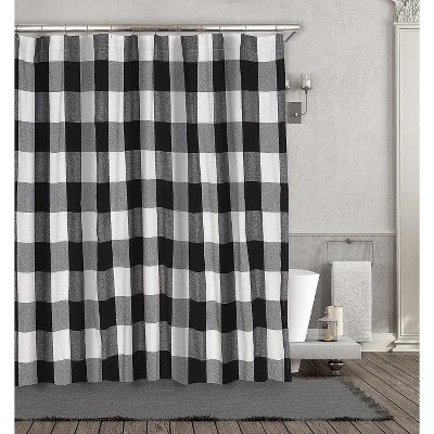 Kate Aurora Country Farmhouse Living Buffalo Plaid Checkered Black & White Fabric Shower Curtain - 72 In. W X 72 In. L 3 Kate Aurora Country Farmhouse Living Buffalo Plaid Checkered Black & White Fabric Shower Curtain - 72 In. W X 72 In. L