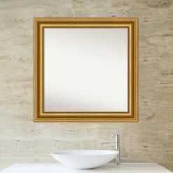 32" X 32" Non-Beveled Parlor Bathroom Wall Mirror Gold - Amanti Art -Baxton Studio Store GUEST 4f281535 33be 4b83 a8e9 f0d45c983f69