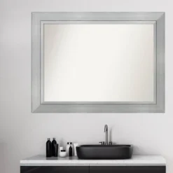 45" X 34" Non-Beveled Romano Silver Wood Bathroom Wall Mirror - Amanti Art -Baxton Studio Store GUEST 50b45354 9d88 412d b1f5 f8169b37ba29