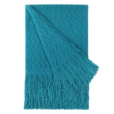 PiccoCasa 100% Acrylic Knit Wave Pattern Soft Tassels Fringe Lightweight Blanket 3 PiccoCasa 100% Acrylic Knit Wave Pattern Soft Tassels Fringe Lightweight Blanket