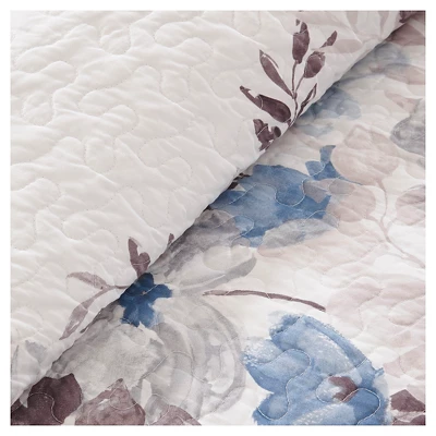 Willow Watercolor Floral Quilted Coverlet Set - 6pc 4 Willow Watercolor Floral Quilted Coverlet Set - 6pc - Image 2