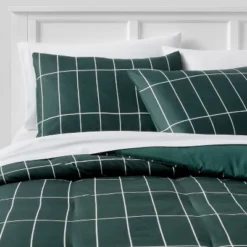 Grid Print Microfiber Reversible Comforter & Sheet Set Dark Green - Room Essentials™ -Baxton Studio Store GUEST 52658d90 442c 4f77 95f8 b9cc7e5b7e67