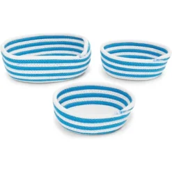 Farmlyn Creek 3 Pack Round Woven Storage Baskets, Blue And White Stripes (3 Sizes) -Baxton Studio Store GUEST 52f55059 e48b 4308 91a1 06a46d907e86