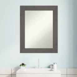 24" X 30" Non-Beveled Rustic Plank Gray Bathroom Wall Mirror - Amanti Art -Baxton Studio Store GUEST 52f780cd dfcb 4fe5 9b3c 740cff19f984