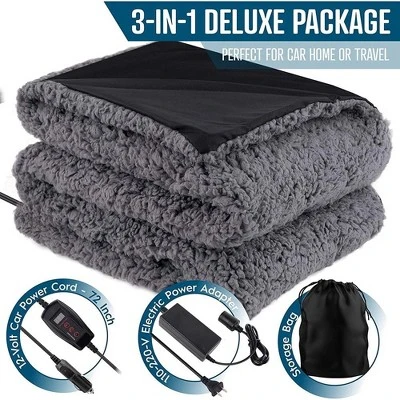 Zone Tech Faux Shearling Fleece Travel Blanket 2 Pack Grey Soft Plush Warm Fuzzy Automotive Cover 59"x43" Great For Winter Home Office And Camping 5 Zone Tech Faux Shearling Fleece Travel Blanket 2 Pack Grey Soft Plush Warm Fuzzy Automotive Cover 59"x43" Great For Winter Home Office And Camping - Image 3