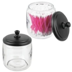 MDesign Glass Vanity Storage Organizer Apothecary Jar, 2 Pack -Baxton Studio Store GUEST 54761d42 3c15 464e 9284 6bc5813fdb8f