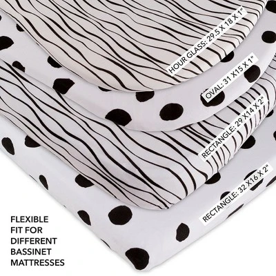 Ely’s & Co. Baby Fitted Sheet 100% Combed Jersey Cotton White Abstract Stripes And Dots Black 2 Pack 6 Ely’s & Co. Baby Fitted Sheet 100% Combed Jersey Cotton White Abstract Stripes And Dots Black 2 Pack - Image 4