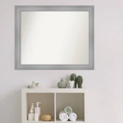 32" X 26" Non-Beveled Flair Bathroom Wall Mirror Polished Nickel - Amanti Art -Baxton Studio Store GUEST 5616de9a fbb3 4dc7 9004 6510cd9da03f