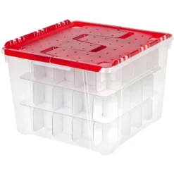 IRIS USA Ornament Storage Box, Plastic Organization Container Bin, Clear/Red -Baxton Studio Store GUEST 5703e4ff 3c5e 44b1 8339 a64d6e2c639e