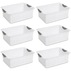 Sterilite Ultra Ventilated Open Top Plastic Storage Organizer Basket With Gray Contoured Carrying Handles -Baxton Studio Store GUEST 572db26e 526a 40d7 ad67 8fbcf035d85d