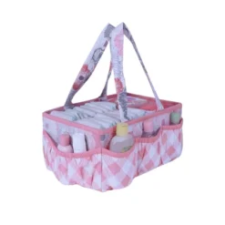 Bacati - Watercolor Floral Coral/Gray Storage Caddy -Baxton Studio Store GUEST 59531f85 1736 40a4 b1ca a57f603949c1