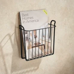 MDesign Metal Wall Mount Magazine, Book Holder, Compact Rack