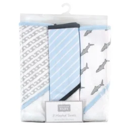 Hudson Baby Infant Boy Rayon From Bamboo Rich Hooded Towels, Sharks