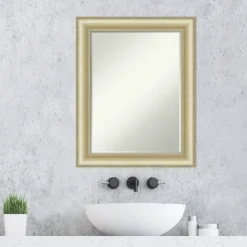 Amanti Art Textured Light Gold Petite Bevel Bathroom Wall Mirror 29 X 23 In. -Baxton Studio Store GUEST 5bb20343 cb54 4501 9425 00789e9a8581
