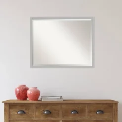 Hera Brushed Framed Bathroom Vanity Wall Mirror Chrome - Amanti Art -Baxton Studio Store GUEST 5c529d36 b583 46f8 9265 5f38ad863ebd