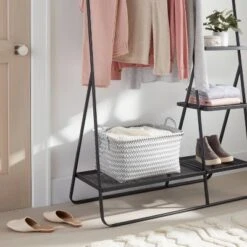 New Products 1 Large Woven Rectangular Storage Basket Gray/White - Brightroomâ˘