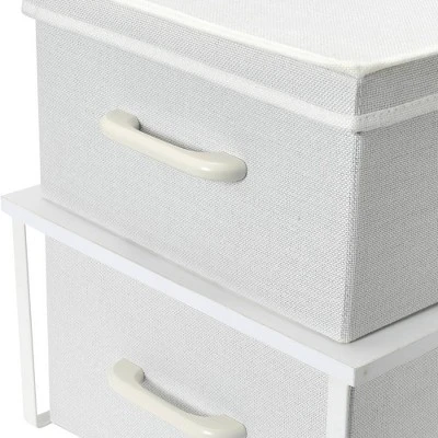 Household Essentials Stacking Storage Boxes With Laminate Top White 7 Household Essentials Stacking Storage Boxes With Laminate Top White - Image 5