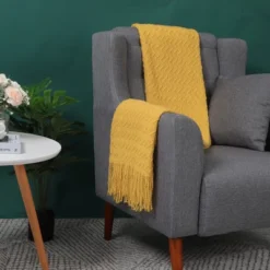 PiccoCasa 100% Acrylic Knit Wave Pattern Soft Tassels Fringe Lightweight Blanket 15 PiccoCasa 100% Acrylic Knit Wave Pattern Soft Tassels Fringe Lightweight Blanket -Baxton Studio Store GUEST 61add2c8 b441 4457 b8cb d449b2540cb9