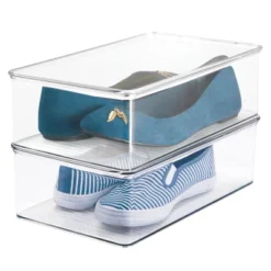 MDesign Stackable Closet Storage Bin Box With Lid, 2 Pack - Clear -Baxton Studio Store GUEST 62658d13 d84b 4f84 b54a 6b7c3667274a