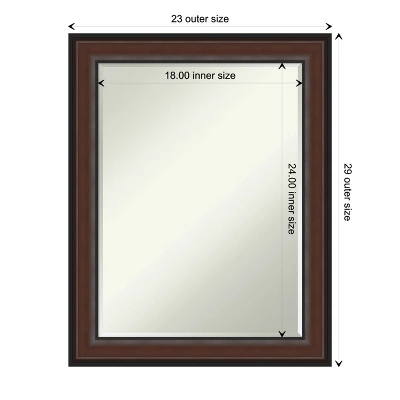 Amanti Art Harvard Walnut Petite Bevel Bathroom Wall Mirror 28.5 X 22.5 In. 5 Amanti Art Harvard Walnut Petite Bevel Bathroom Wall Mirror 28.5 X 22.5 In. - Image 3
