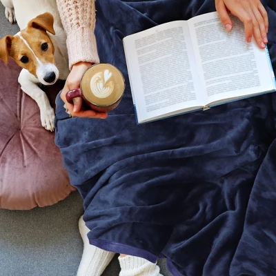 1 Pc Queen Microfiber Flannel Fleece Bed Blankets Navy Blue - PiccoCasa 4 1 Pc Queen Microfiber Flannel Fleece Bed Blankets Navy Blue - PiccoCasa - Image 2