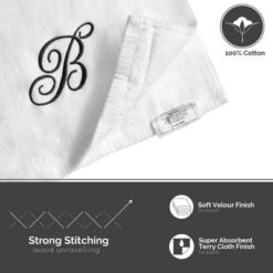 Creative Scents Set Of 2 White Fingertip Monogrammed Towels, Black Embroidered 24 Creative Scents Set Of 2 White Fingertip Monogrammed Towels, Black Embroidered -Baxton Studio Store GUEST 62eb3dd9 0ddf 441a b9aa eb0f737abd52