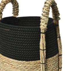Household Essentials Terra Braid Grass Basket Black/Natural -Baxton Studio Store GUEST 63ca7b41 b675 47c0 8d6f ced2c06783c3