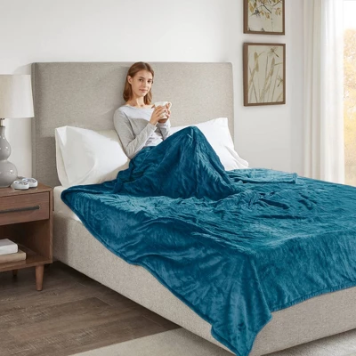 Twin Plush Electric Bed Blanket Teal - Beautyrest 4 Twin Plush Electric Bed Blanket Teal - Beautyrest - Image 2