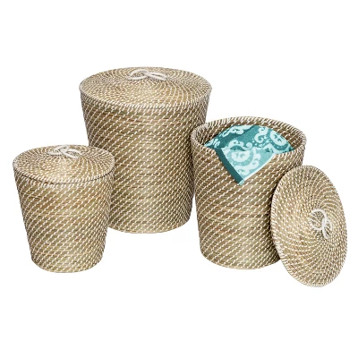 Honey-Can-Do Set Of 3 Nesting Seagrass Snake Charmer's Baskets Natural 3 Honey-Can-Do Set Of 3 Nesting Seagrass Snake Charmer's Baskets Natural