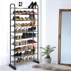 Costway 10-Tier Shoe Rack Space-saving Shoe Organizer W/Metal Frame Shoe Tower -Baxton Studio Store GUEST 65f4c109 a085 42f1 bd0b 5a0a6a12c940