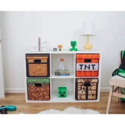 Ukonic Minecraft Brown Chest Fabric Storage Bin Cube Organizer With Lid | 13 Inches -Baxton Studio Store GUEST 665eb99e fa74 4066 ae07 23212b2d3036