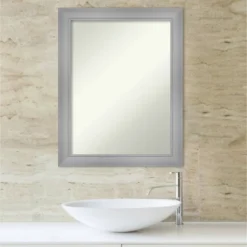 22" X 28" Non-Beveled Flair Bathroom Wall Mirror Polished Nickel - Amanti Art 13 22" X 28" Non-Beveled Flair Bathroom Wall Mirror Polished Nickel - Amanti Art -Baxton Studio Store GUEST 67073275 6012 48ee 8e6f a3b583f2b211