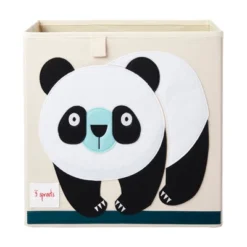 3 Sprouts Foldable Fabric Storage Cube Box Soft Toy Bin & Canvas Storage Bin Laundry And Toy Basket For Baby And Kids, Panda Bear Design