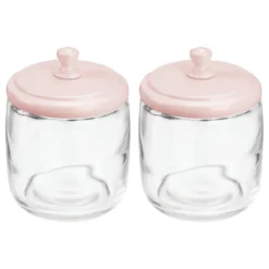 MDesign Glass Vanity Storage Organizer Apothecary Jar, 2 Pack -Baxton Studio Store GUEST 676a7ee8 fea3 41ac be01 0df921fe55b6